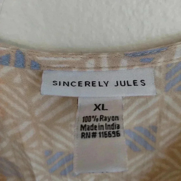 Sincerely Jules Women’s Cream Casual Sleeveless Tiered Dress 100% Rayon XL - Picture 7 of 7